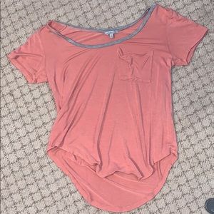 pink short sleeve shirt